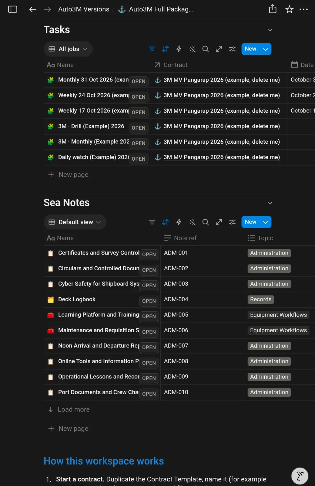 Auto3M in Notion on a tablet